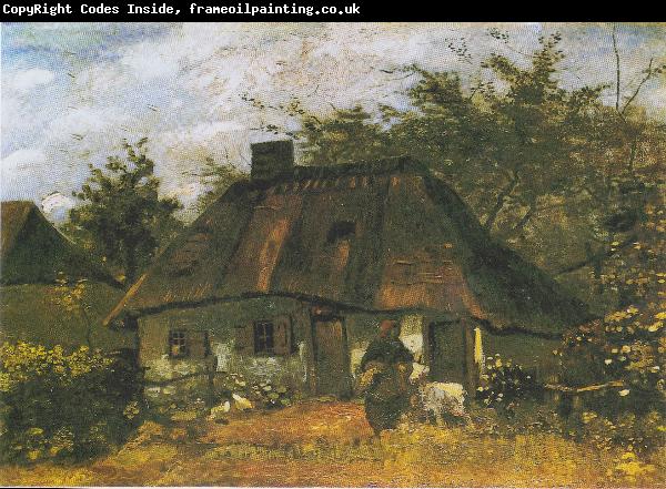 Vincent Van Gogh Farmhouse and Woman with Goat
